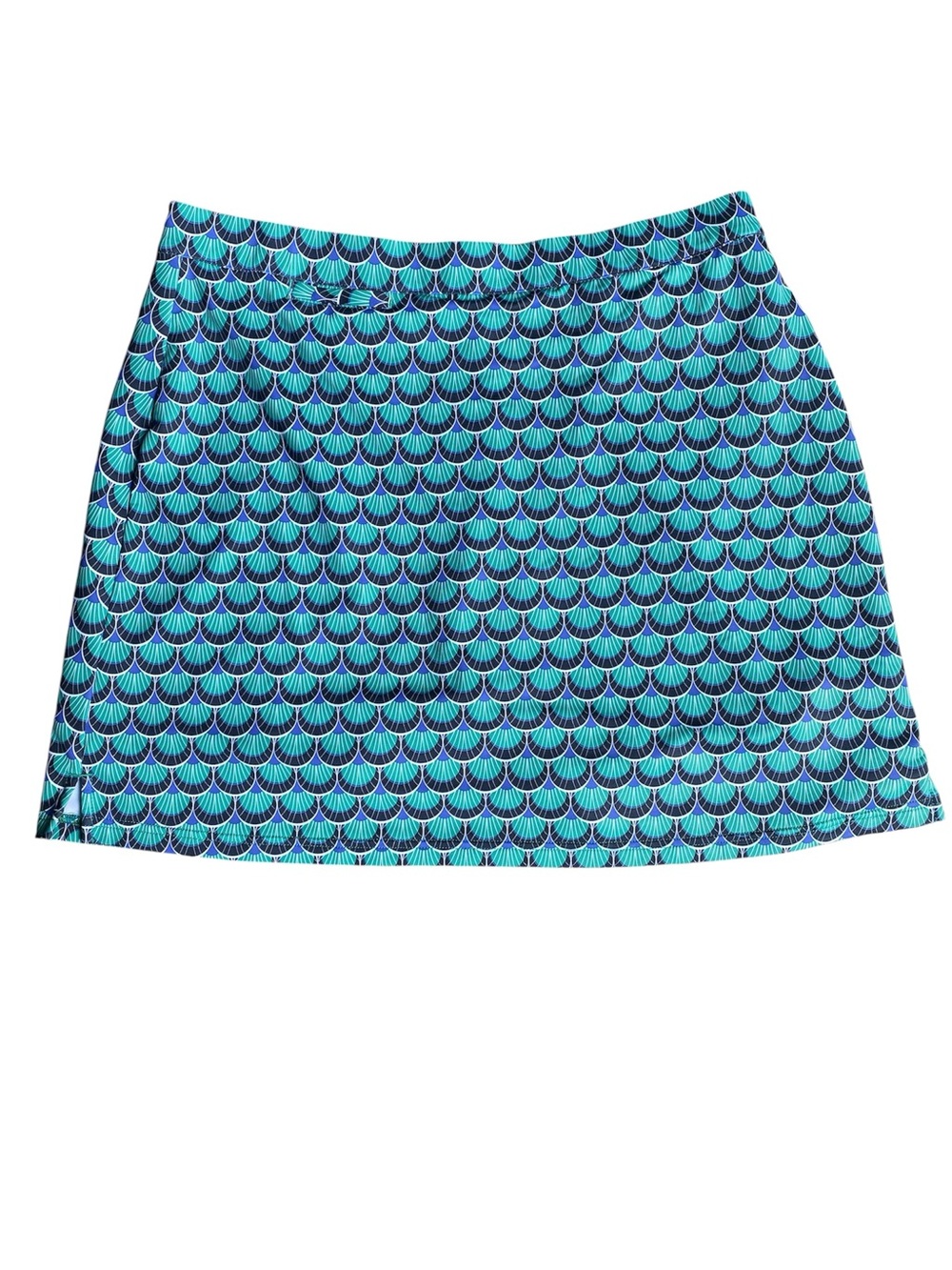 Peter Millar Blue and Teal Fan-Print Mini Golf Tennis Skirt